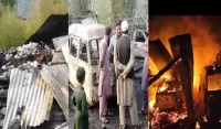 بٹگرام بازار میں پراسرار آتشزدگی سے درجنوں دکانیں خاکستر