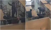 جامعہ کراچی،ہیلمٹ لگائے افراد کا نوجوانوں پر تشدد