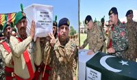 پشاور : انٹیلی جنس بیسڈ آپریشن میں شہید کیپٹن اور حوالداکی نماز جنازہ ادا