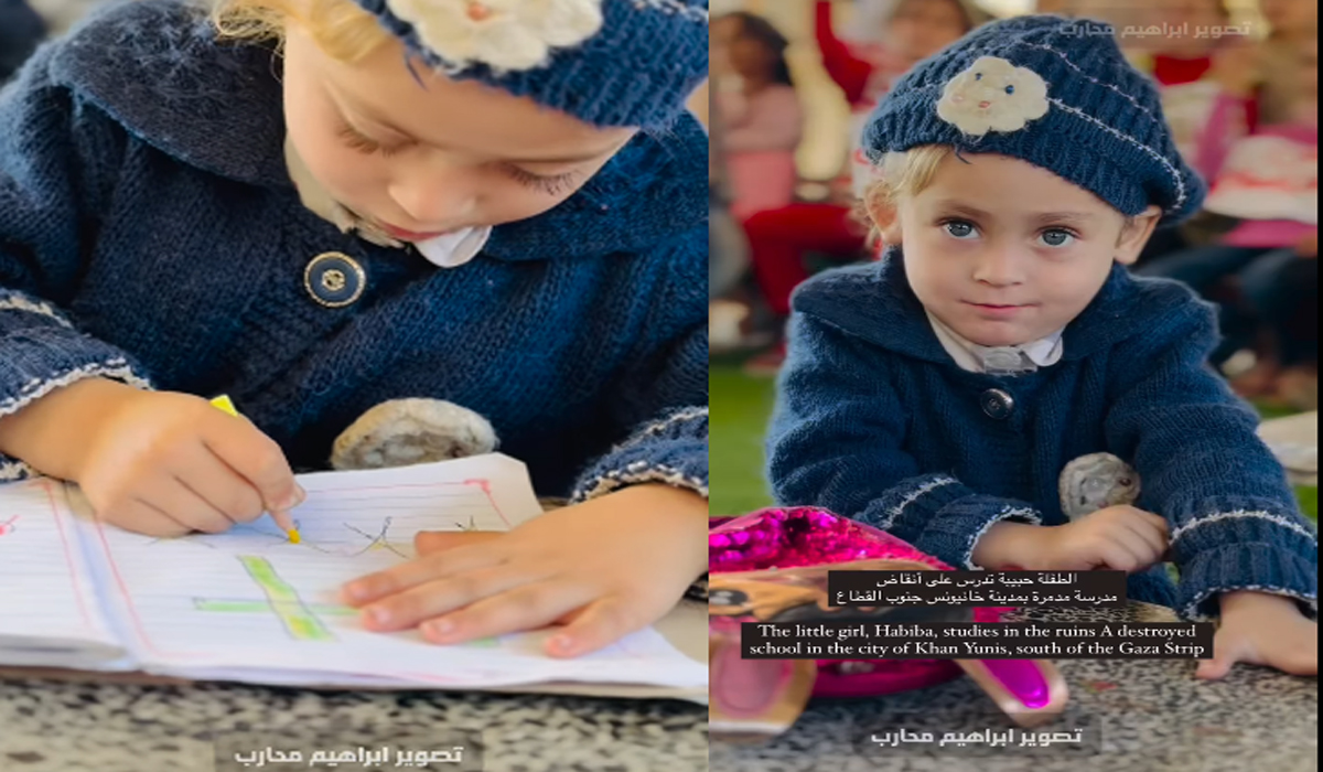 فلسطینی بچی کی تباہ اسکول میں پڑھنے کی ویڈیو وائرل