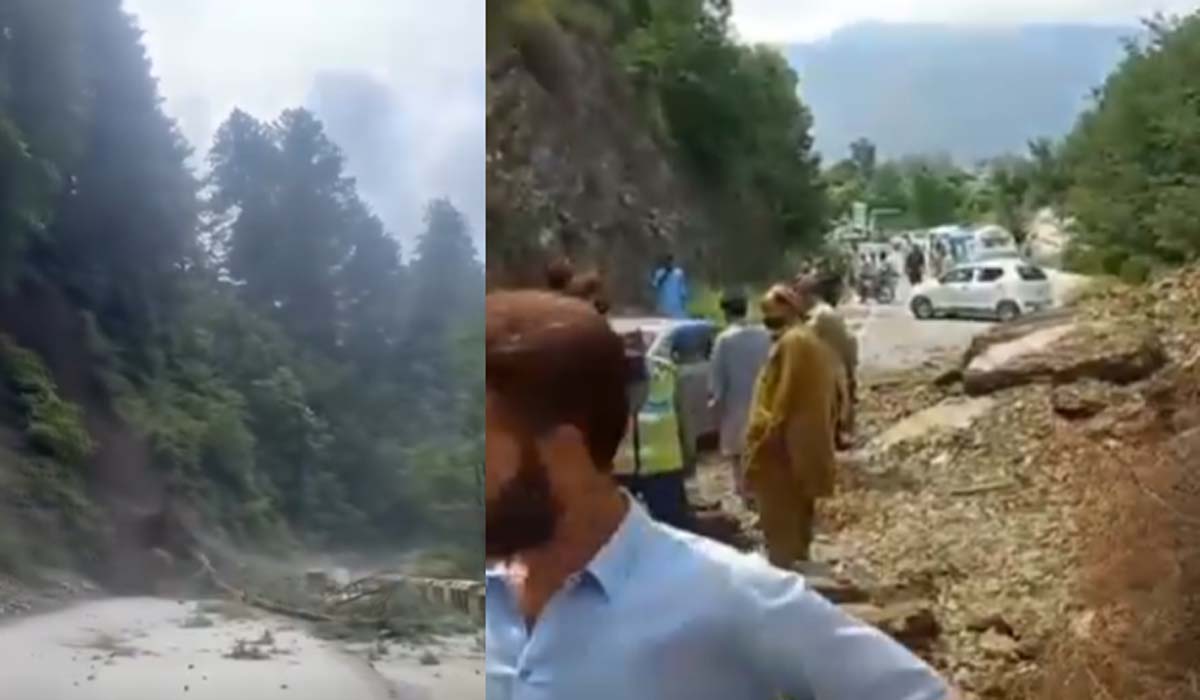ایبٹ آباد،گلیات کے مقام پر لینڈ سلائیڈنگ،مری روڈ بند
