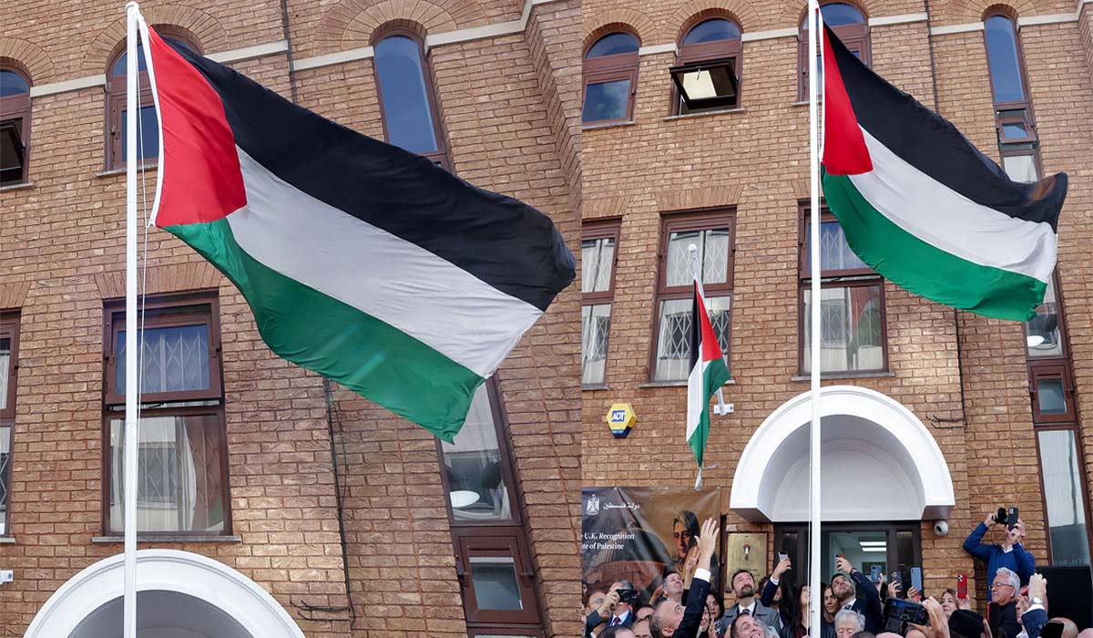لندن میں فلسطینی مشن کو سفارتخانے کا درجہ،پہلی بار پرچم کشائی