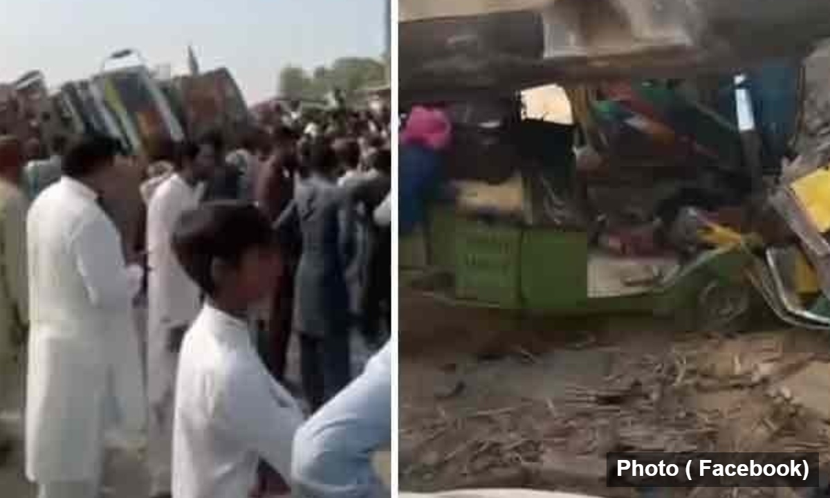 تیز رفتار ٹرک نے سکول رکشہ کوکچل ڈالا،5 افراد جاں بحق